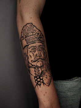 Woodcut Tattoo Vlad der Pfähle Portrait von Jana